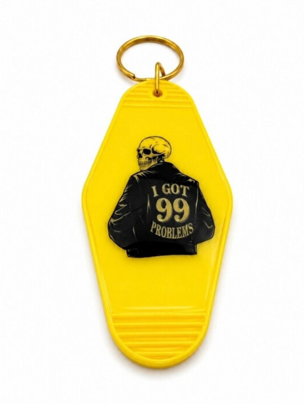 Yellow 'I Got 99 Problems' Skull Keychain – Men Accessories